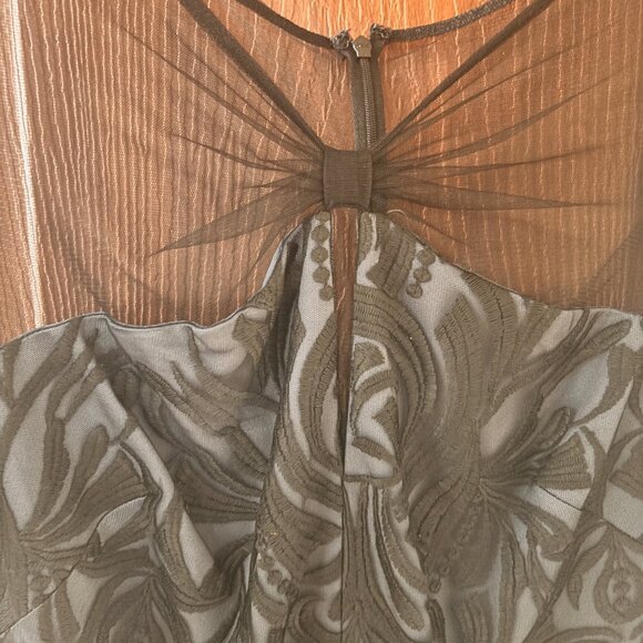 JS Collections Claudia Column Gown Black Gunmetal Size 10 - Picture 6 of 11